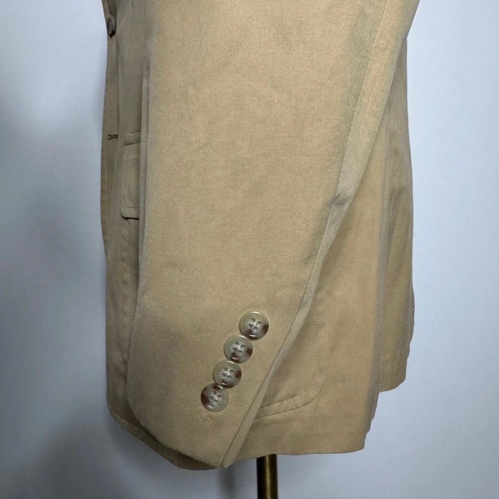 Polo Ralph Lauren‎ Made In Italy Tan Cotton Two Button Sport Coat Blazer 42R - Picture 2 of 10